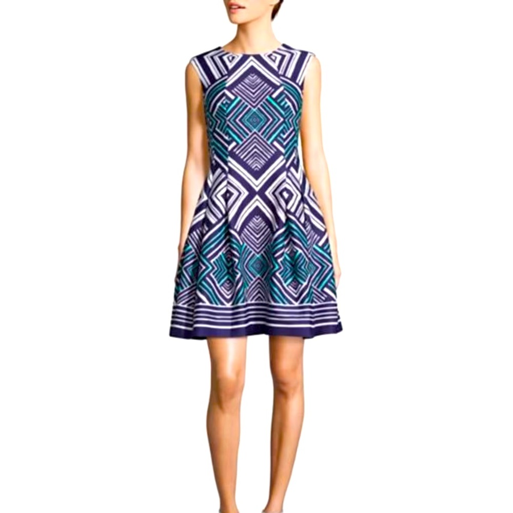 Vince Camuto Geometric Fit-and-Flare Dress - Size 2